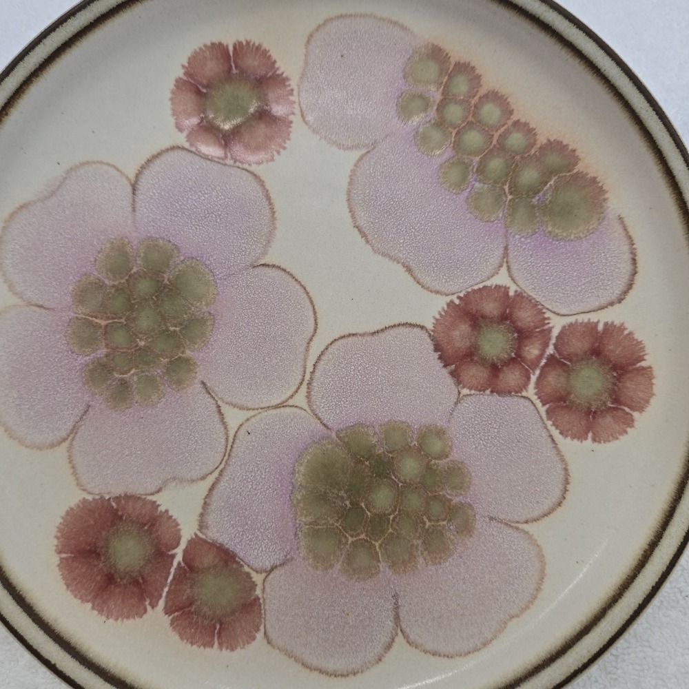 Denby-Langley Gypsy Pattern Lavender & Pink Flower Coupe Single 8.25" Plate - Picture 4 of 10
